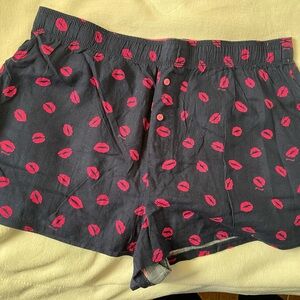 PINK Victoria's Secret Black Shorts with Pink Lip Print